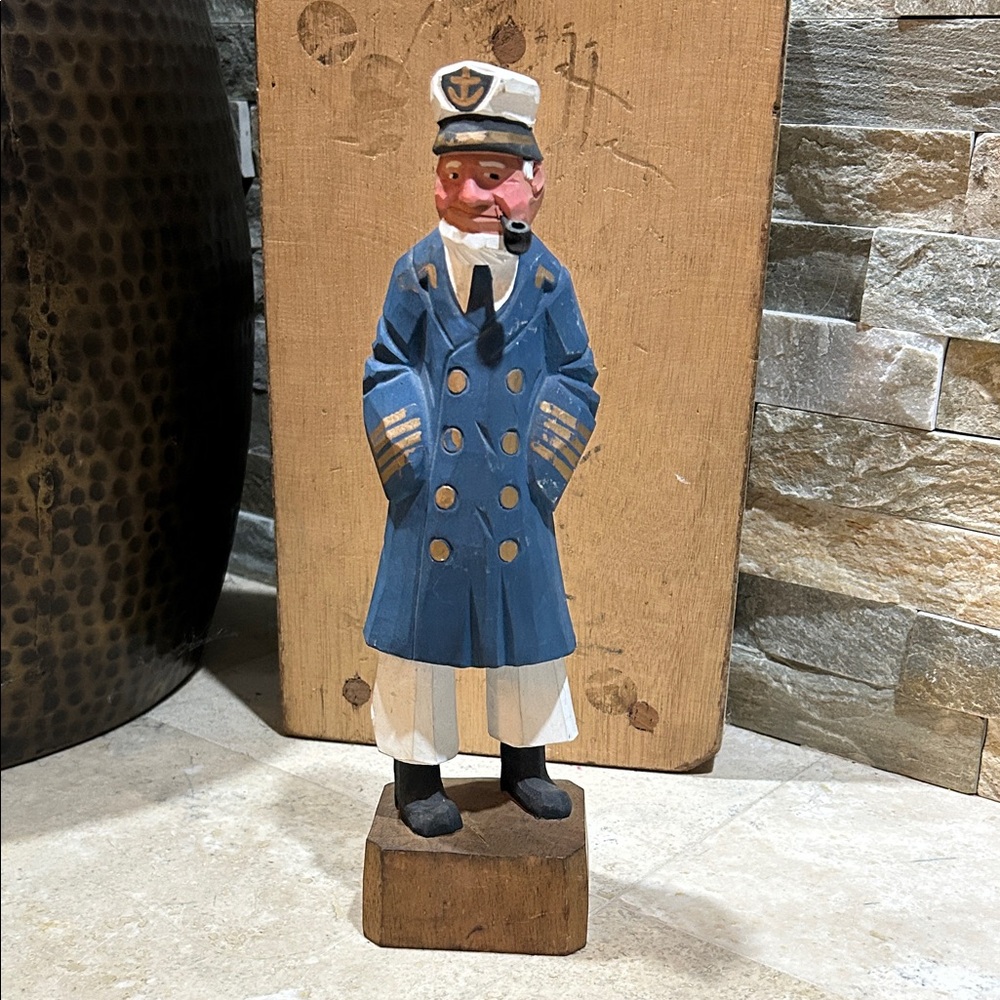 SOLD- vintage hand-carved wooden sailor or sea captain figurine